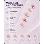 Nude French Tip Cherry Press‑On Nails, Short Square Cute Sweet False Nails